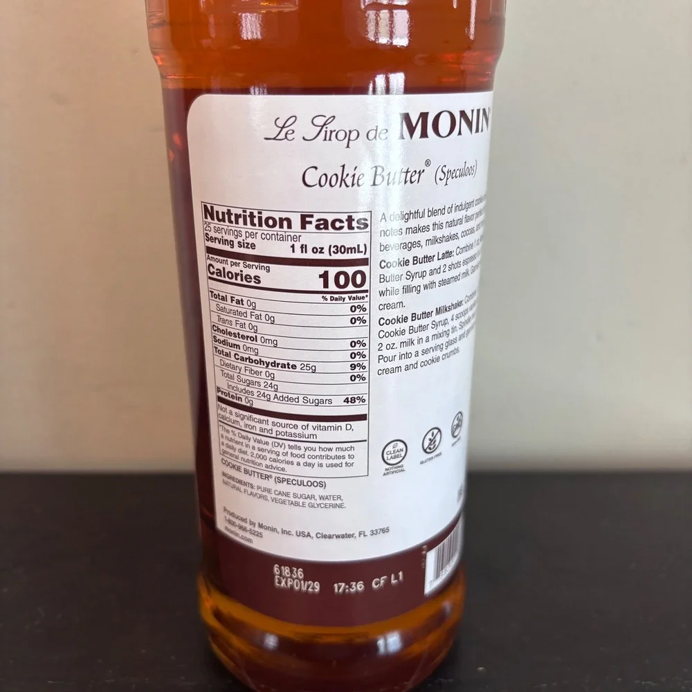 Monin Cookie Butter Speculoos Premium Gourmet Syrup 750ml | Glass Bottle‎ | NEW